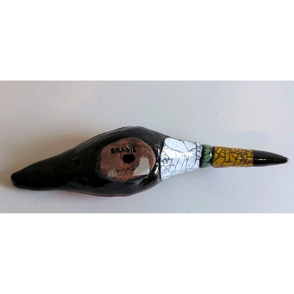 Vintage Multicolored Brazilian‎ Ceramic Toucan Wall Hanger 11